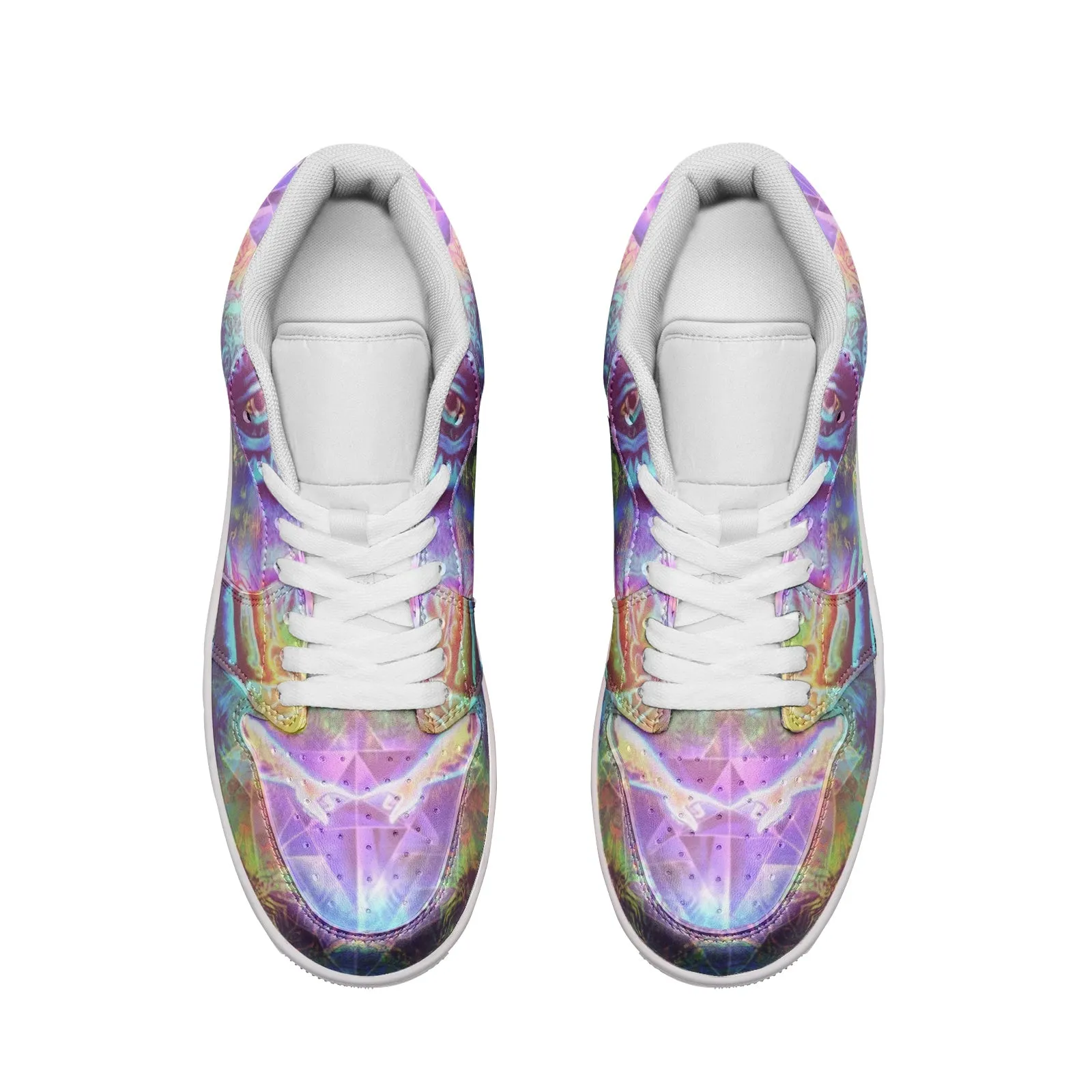 Transition To Butterfly Unisex Low Top Leather Sneakers | Salvia Droid