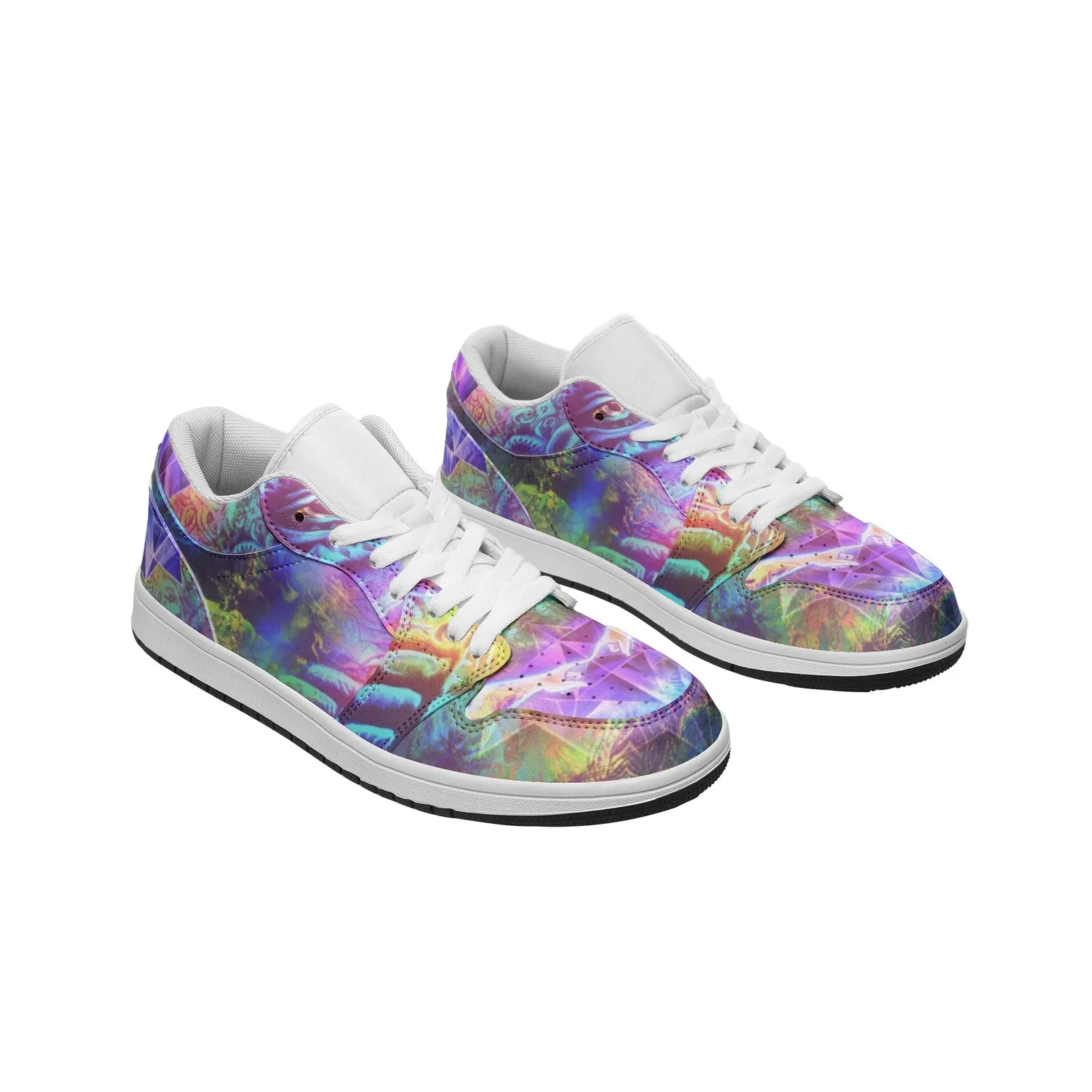 Transition To Butterfly Unisex Low Top Leather Sneakers | Salvia Droid