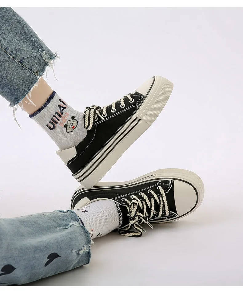 Women's Ear of Wheat Design Thick Soled Canvas Shoes